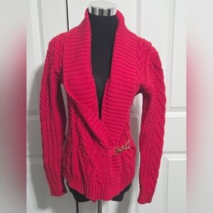 Lauren Ralph Lauren Cable Stitch Cotton Wrap Cardigan Size L